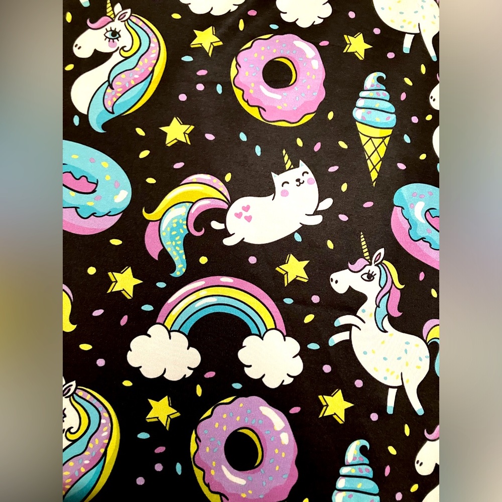 Cute Plus Size Rainbow and Unicorn Print Stretch Leggings 3X 4X